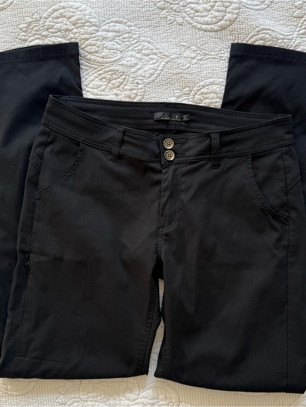 Prana Halle Hiking Pants Black Sz 8 Regular Stretch Travel Activewear
